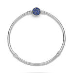 Pandora Moments Sparkling Blue Crystal Disc Clasp Snake Chain Bracelet