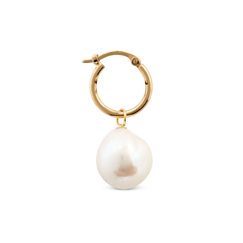Cultured Baroque Freshwater Pearl Hoop Earrings 14K image number 2