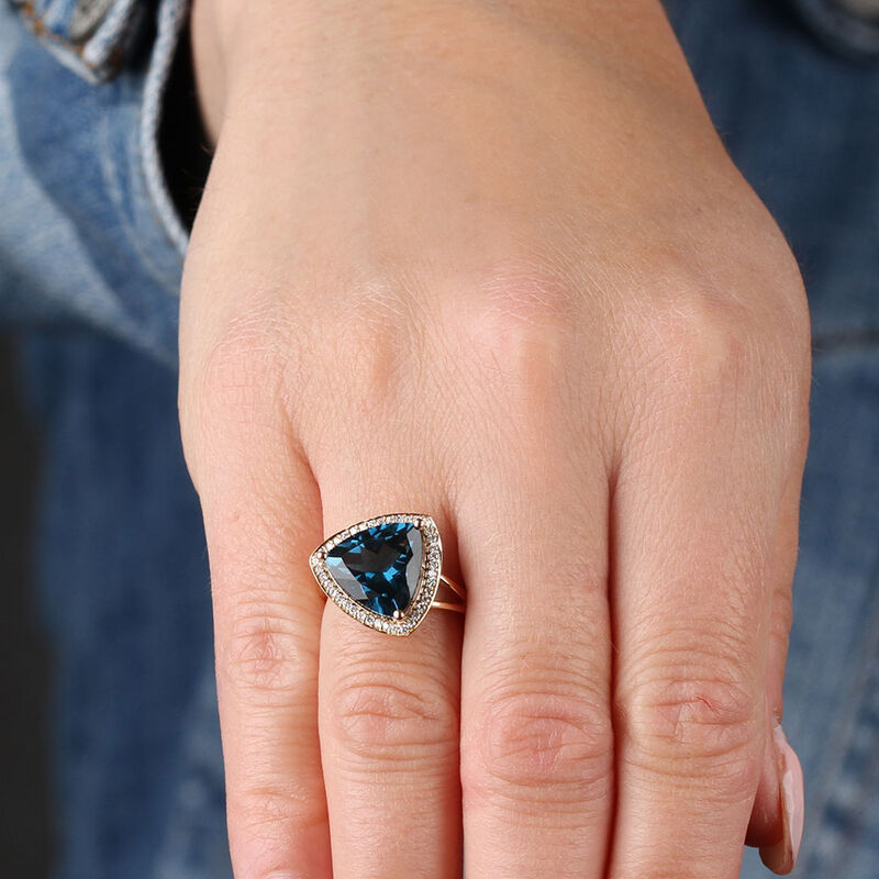 Blue Topaz & Diamond Ring 14K image number 1