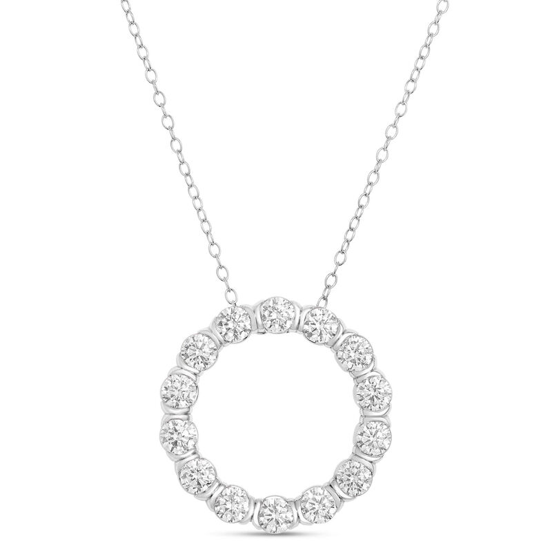 Ben Bridge Signature Circle Pendant Diamond and Platinum Necklace image number 0