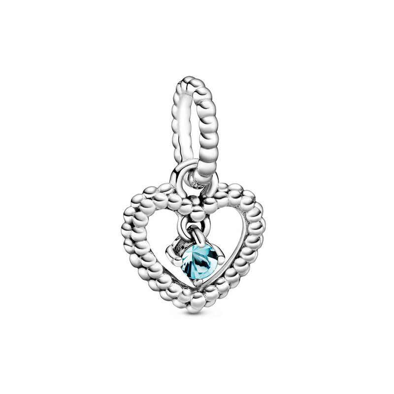 Pandora Aqua Blue Crystal Beaded Heart Dangle Charm image number 1