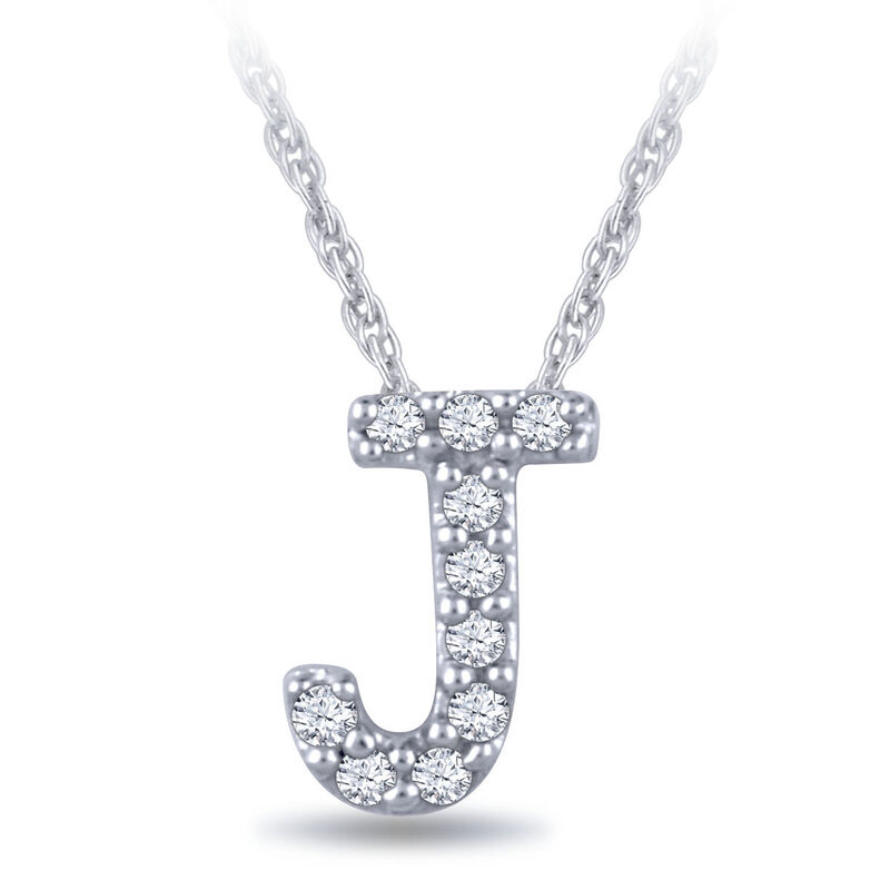 Diamond Initial Pendant 14K Letter 'J' image number 1