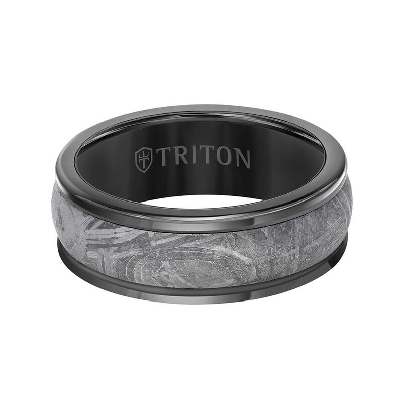 TRITON Custom Comfort Fit Meteorite Band in Black Tungsten, 8 mm image number 1