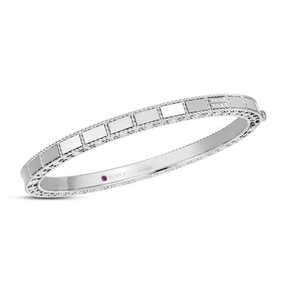 Roberto Coin 18K White Gold  Art Deco Mosaic Diamond Accent Bangle