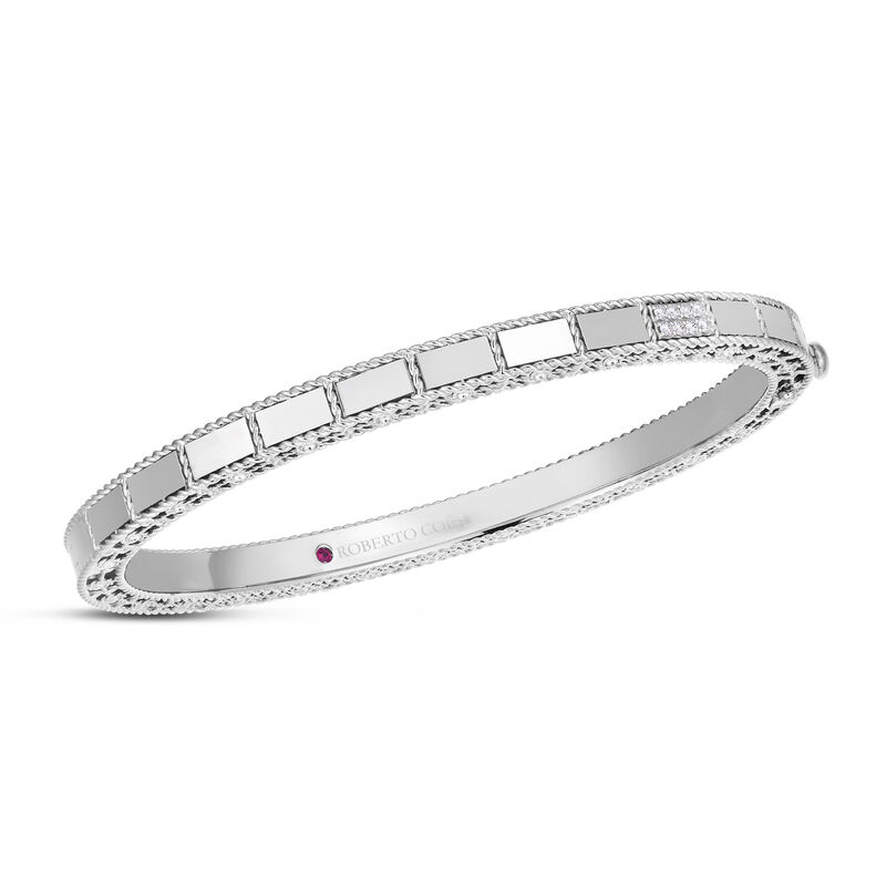 Roberto Coin 18K White Gold  Art Deco Mosaic Diamond Accent Bangle image number 0