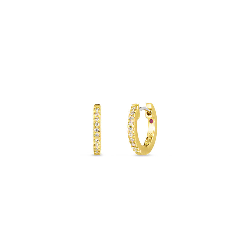Roberto Coin 12mm 18K Yellow Gold Classic Diamond Extra Small Hoop Earrings image number 0