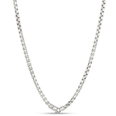 Toscano Classic Round Box Link Necklace, Sterling Silver