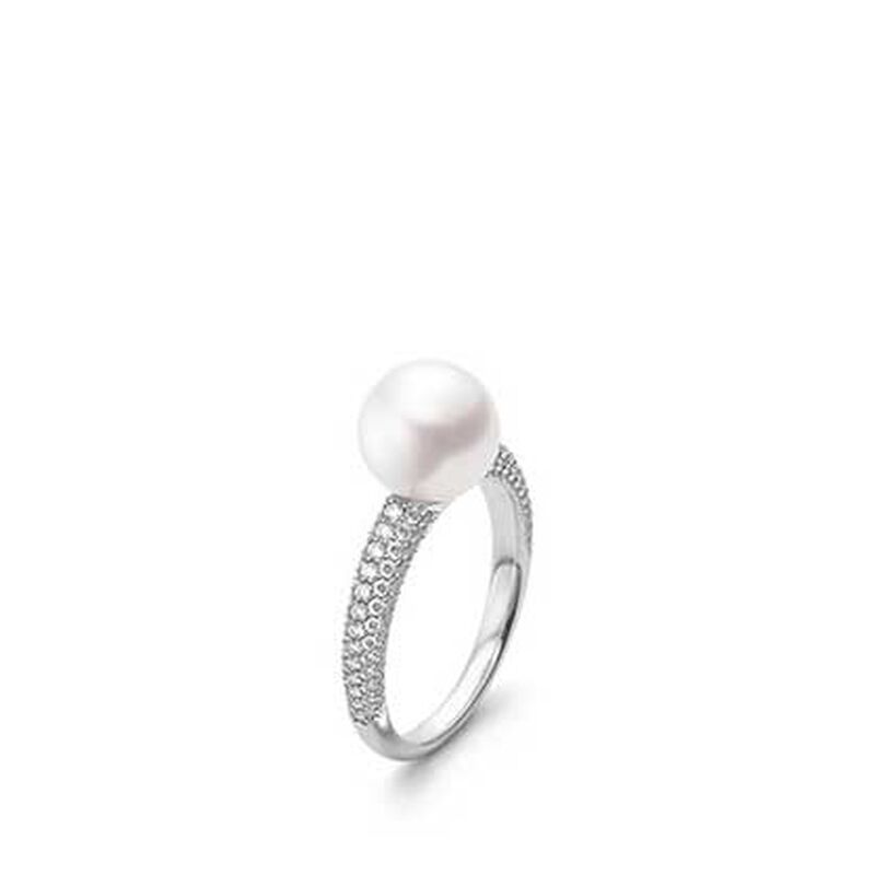 Mikimoto Akoya Cultured Pearl & Diamond Ring 18K image number 1