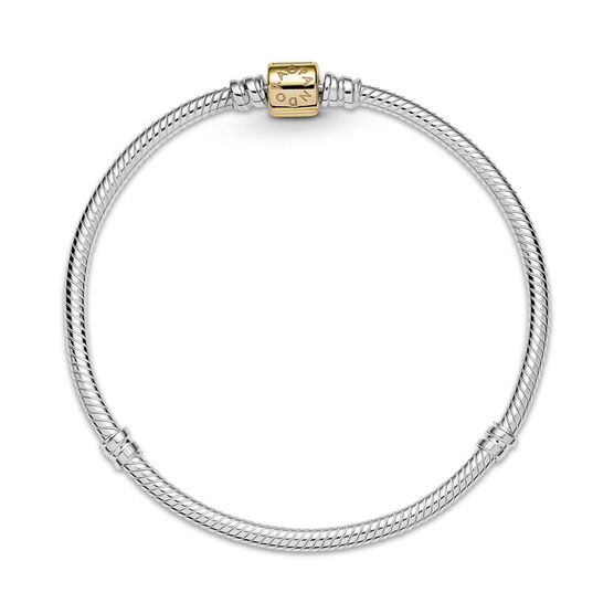 Pandora Moments Twotone Barrel Clasp Snake Chain Bracelet, 14K & Silver 599347C00 Ben