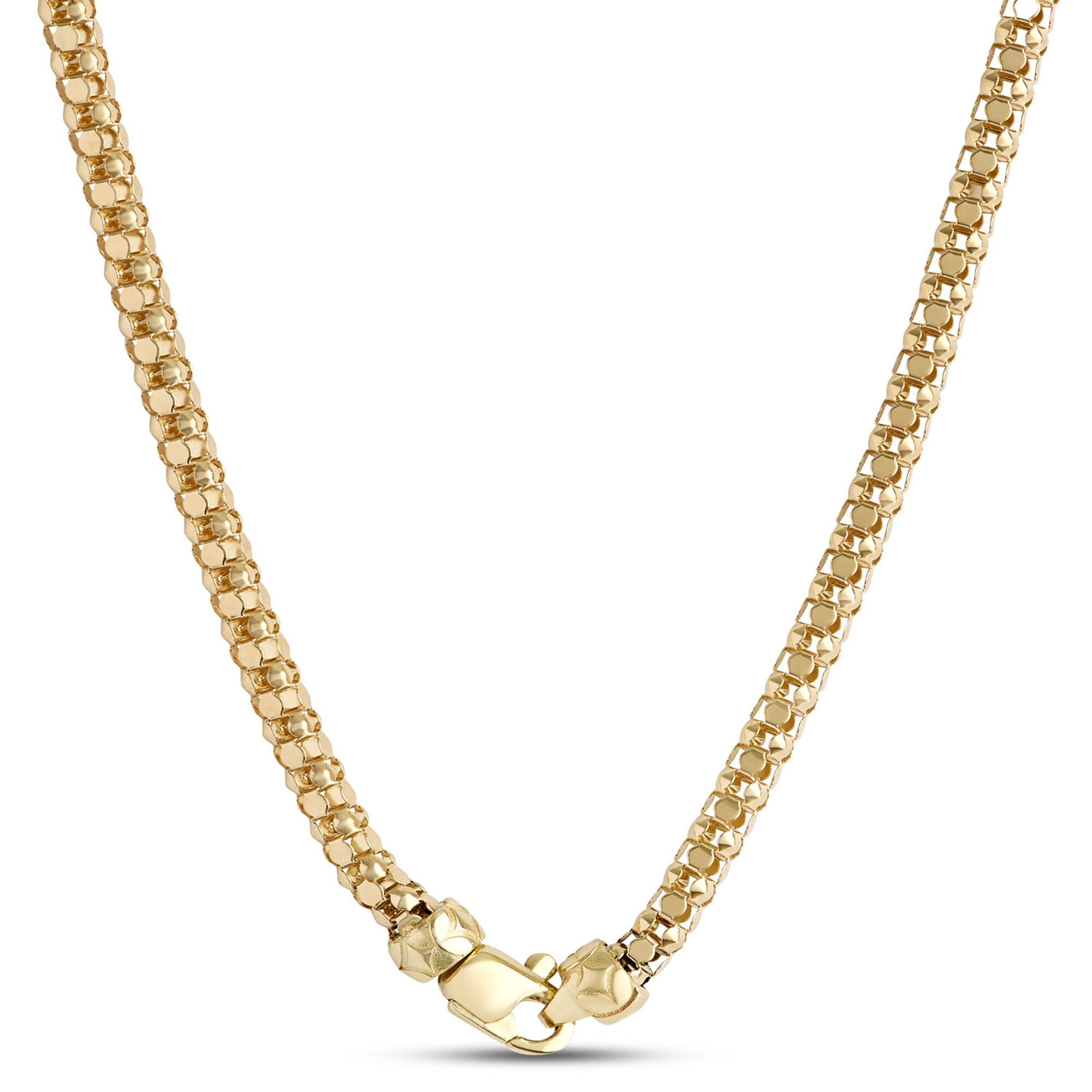 14K ゴールドネックレス ポーカーズ Toscano 18-Inch Popcorn Link Necklace, 14K Yellow Gold