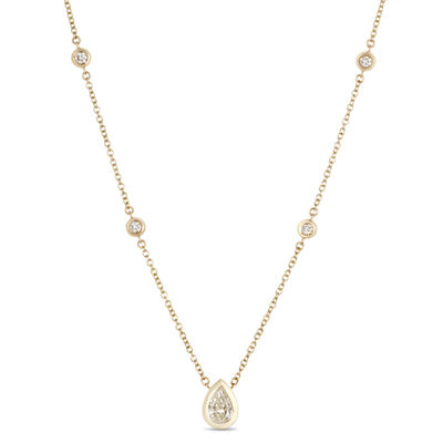 Classic Diamond Station Necklace, &frac12; Carat Total Weight, 14K Yellow Gold