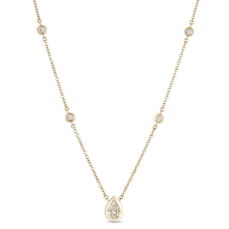 Classic Diamond Station Necklace, &frac12; Carat Total Weight, 14K Yellow Gold image number 0