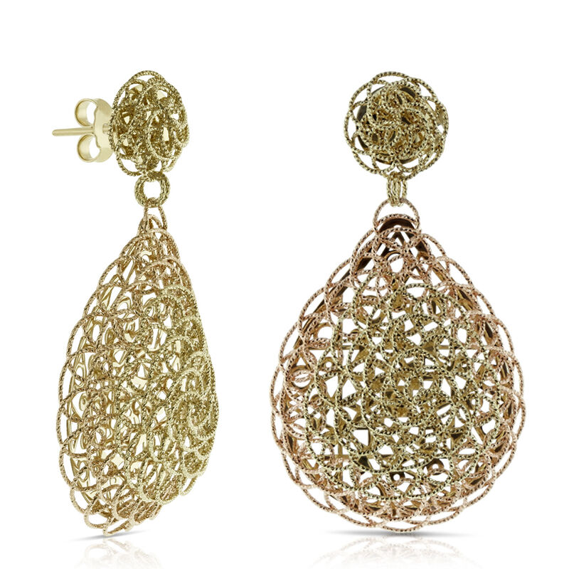 Toscano Two-Tone Woven Pear Drop Earrngs 14K image number 1