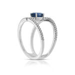 Double Band Sapphire & Diamond Ring 14K
