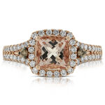 Rose Gold Morganite & Diamond Split Shank Ring 14K