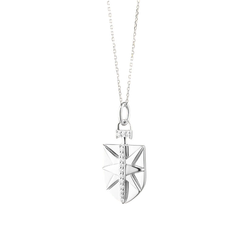 Monica Rich Kosann Mini "Fearless" Sterling Silver Necklace with White Sapphires in Sterling Silver image number 1