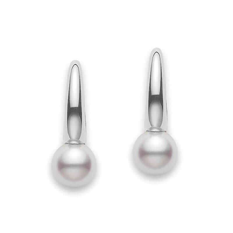 Mikimoto Akoya Cultured Pearl Earrings 18K White Gold