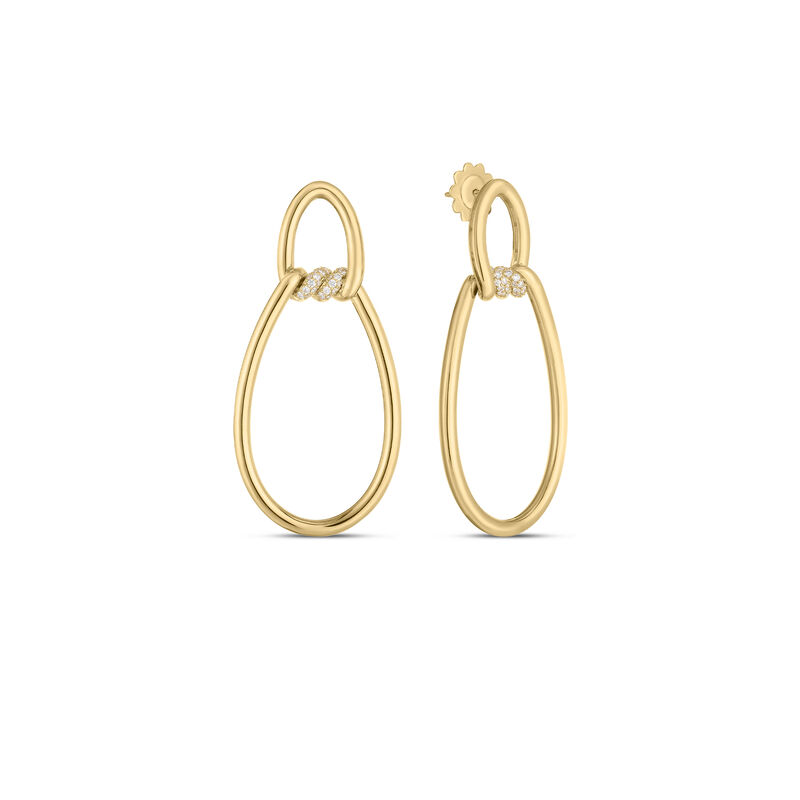 Roberto Coin Cialoma Diamond Twisted Enlongated Circle Drop Earrings  18K Yellow Gold image number 0