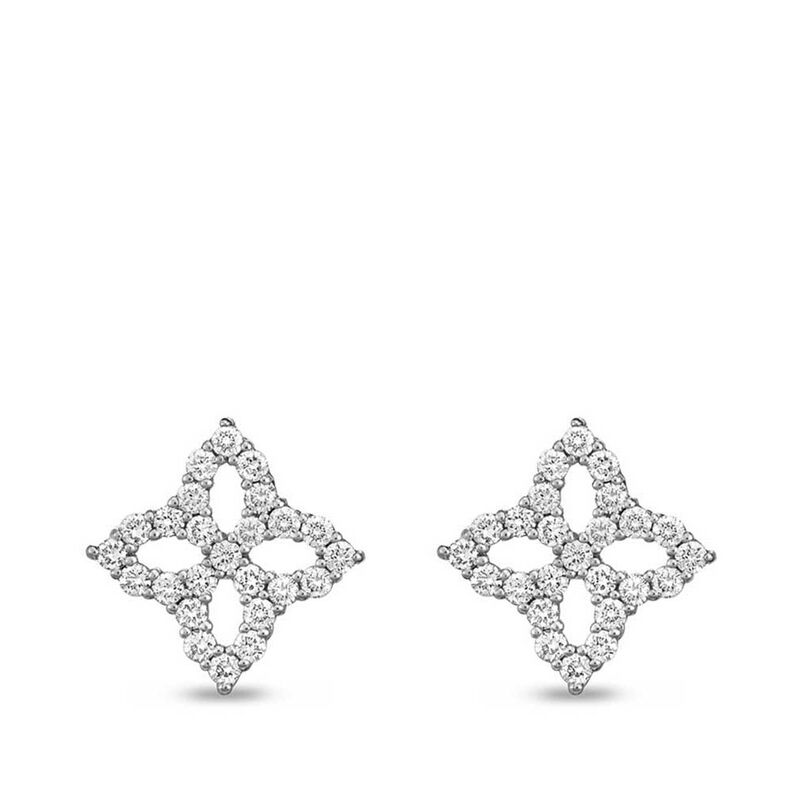 Roberto Coin Princess Small Flower Diamond Stud Earrings 18K image number 1