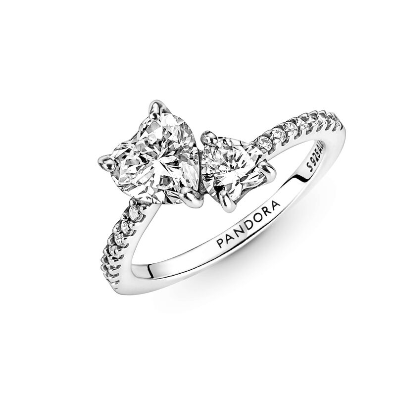 Pandora Double Heart Sparkling Ring image number 3