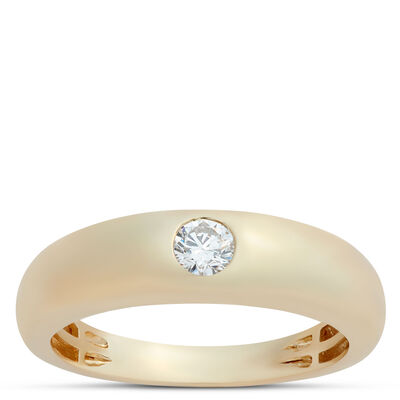 Flush Set Round Diamond Ring, 14K Yellow Gold