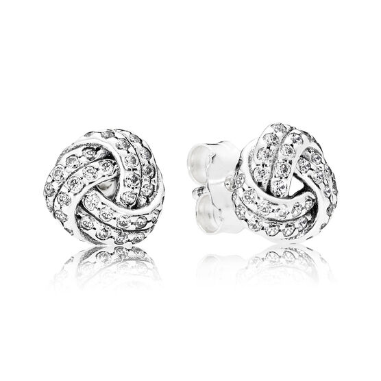 Pandora Sparkling Love CZ Knot Earrings