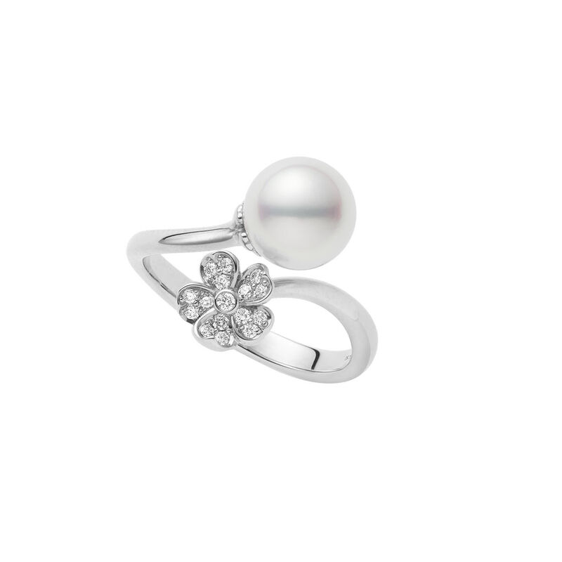 Mikimoto Akoya Cultured Pearl Ring in 18K White Gold with Diamond image number 0
