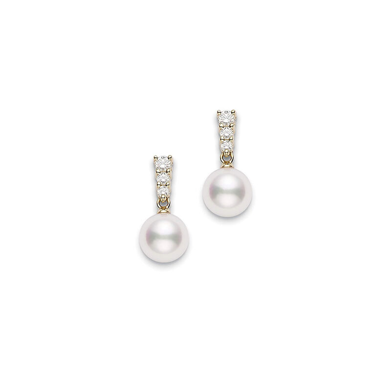 Mikimoto Morning Dew Akoya Pearl and Diamond Earrings, 18K Yellow Gold image number 0