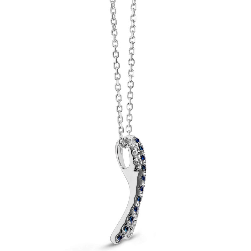 Sapphire and Diamond X Crossover Pendant Necklace, 18K White Gold image number 1