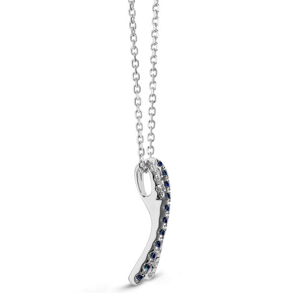 Sapphire and Diamond X Crossover Pendant Necklace, 18K White Gold