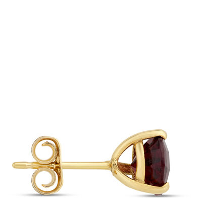 Classic Round Garnet Studs, 14K Yellow Gold