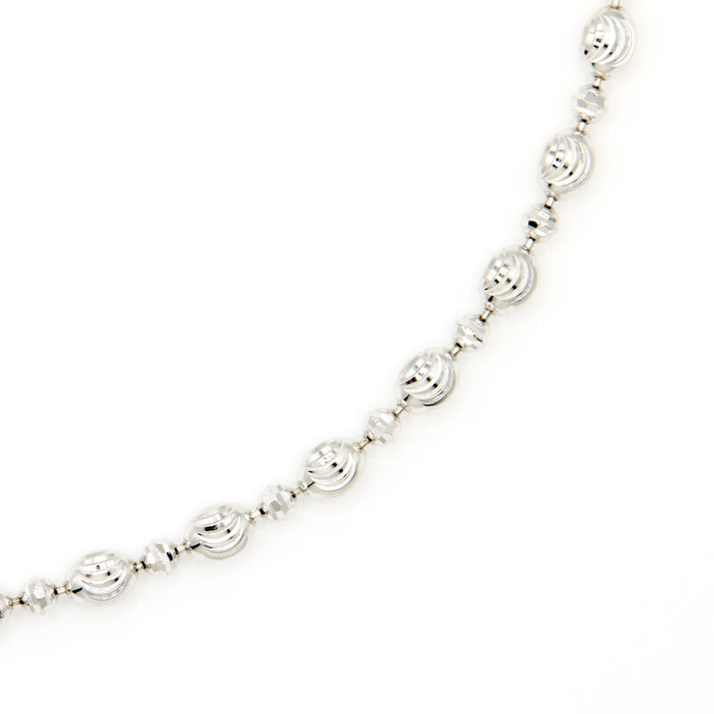 24-Inch Mooncut Oval Bead Necklace, 14K White Gold image number 1