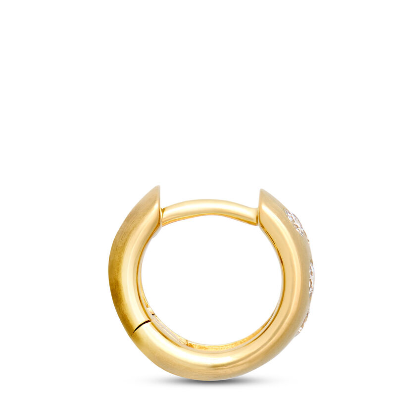12MM Huggie Hoops With Scattered Round Diamonds, 14K Yellow Gold image number 1