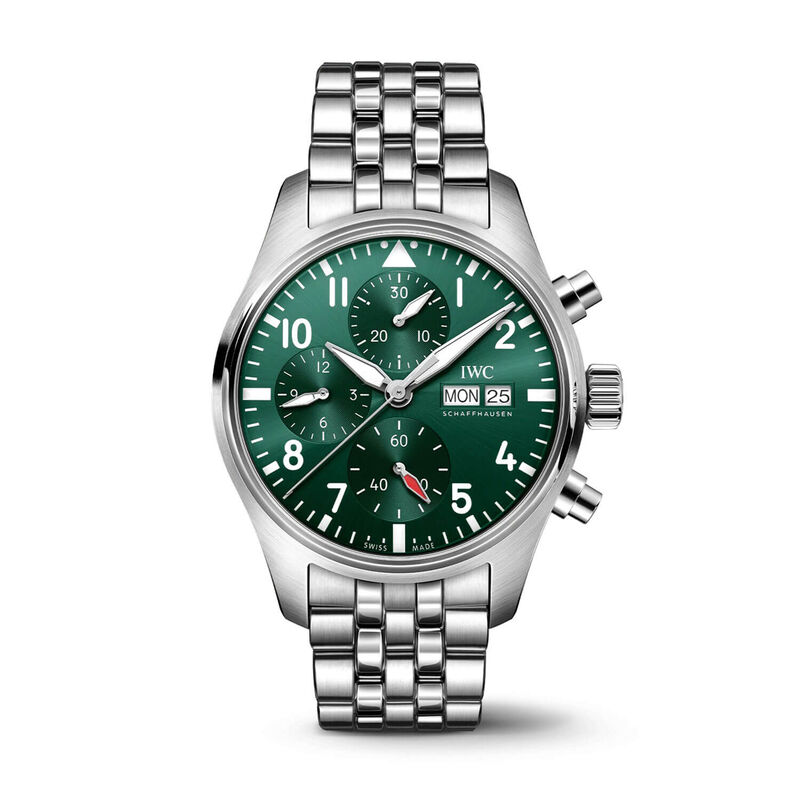 IWC Pilot's Watch 41 Green Dial Steel Chronograph, 41mm image number 1