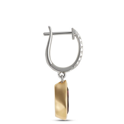 Pear Shaped RhodoliteHoops, 1/10 Total Carat Weight, 14K Two-Tone