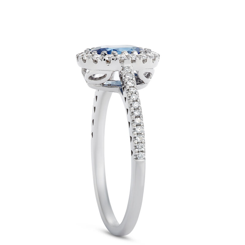 Oval Sapphire and Diamond Engagement Ring, 18K White Gold image number 1