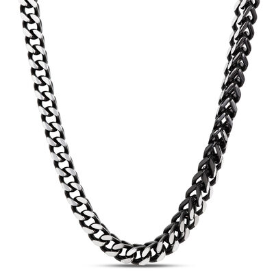 Black IP Curb Chain in Stainless Steel, 24"