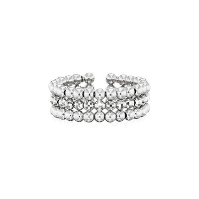 Platinum Born Three-Row Diamond Cut Bead Ring