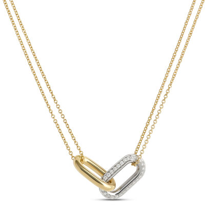 Toscano Paperclip Link Pendant Necklace, &frac12; Carat Total Weight, 18K Yellow Gold