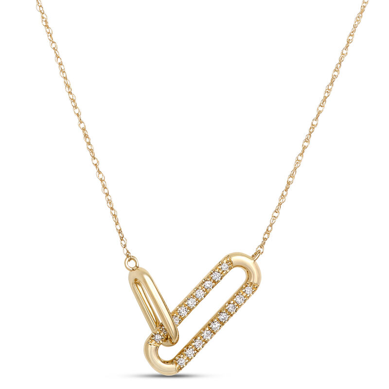 	Oval Link Diamond Necklace, 14K Yellow Gold image number 0