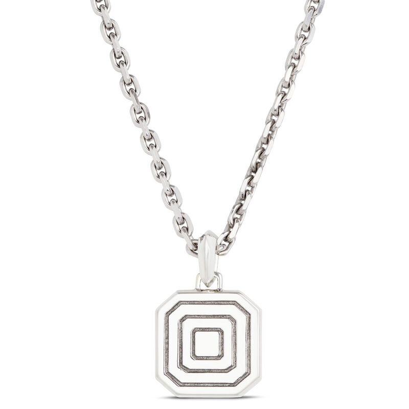 Sterling Silver Dog Tag Necklace with Black Diamonds image number 2