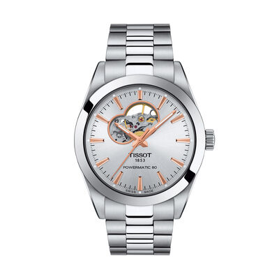TISSOT Gentleman Open Heart Silver Dial Watch, 40mm