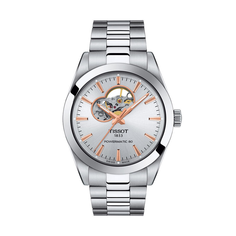 TISSOT Gentleman Open Heart Silver Dial Watch, 40mm image number 0