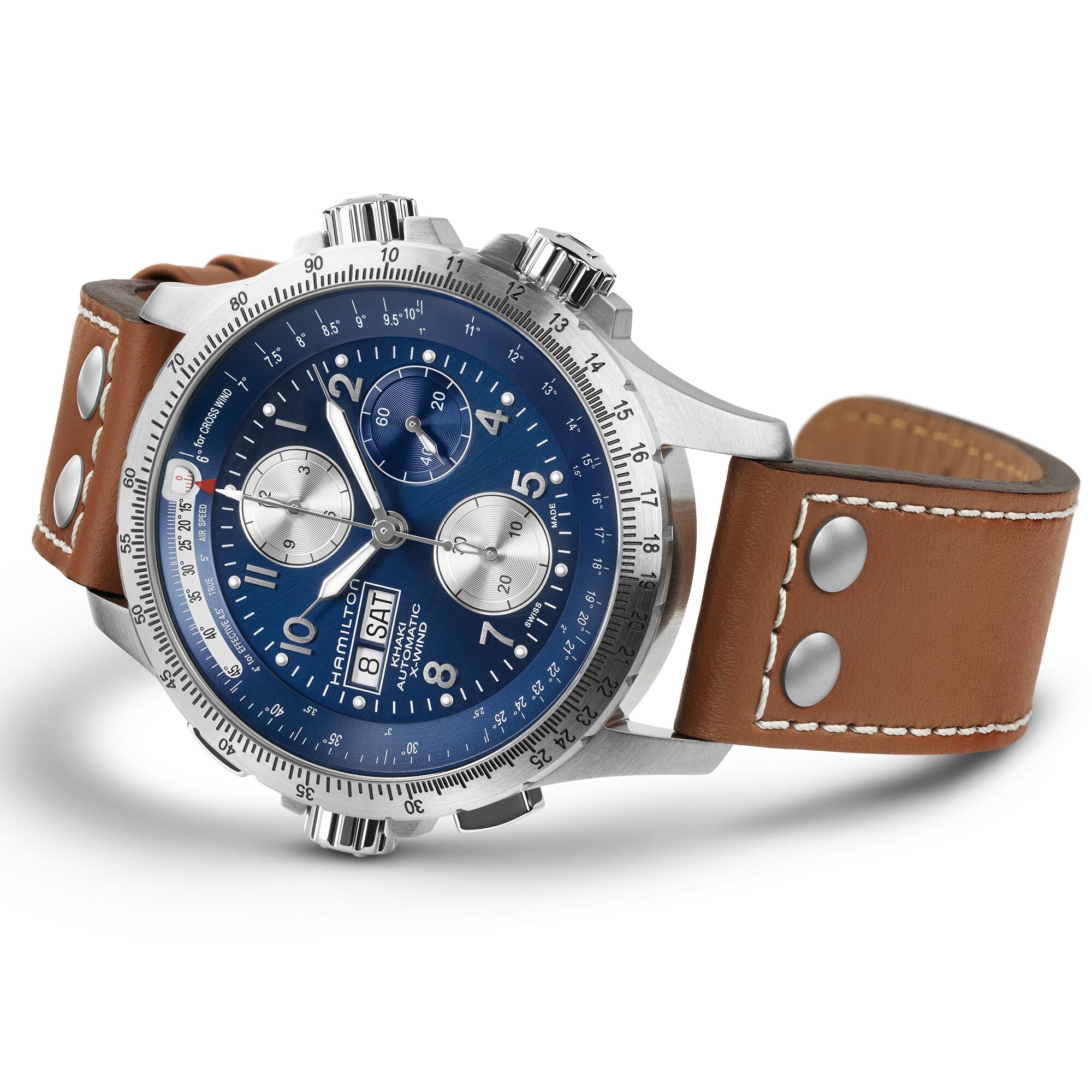 時計 HAMILTON Khaki Aviation Auto Chrono Hamilton Khaki Aviation X-Wind Auto chrono Blue Dial Watch, 44mm