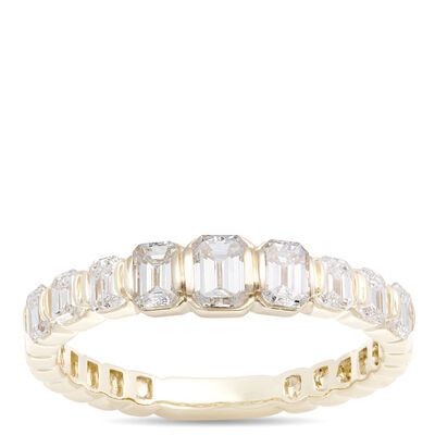 Emerald Cut Diamond Band, 1 Carat Total Weight, 14K Yellow Gold