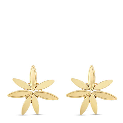 Toscano Marquise Shaped Floral Earrings, 14K Yellow Gold