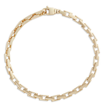 Toscano 8.5-Inch Gents Rectangle Link Bracelet, 14k Yellow Gold
