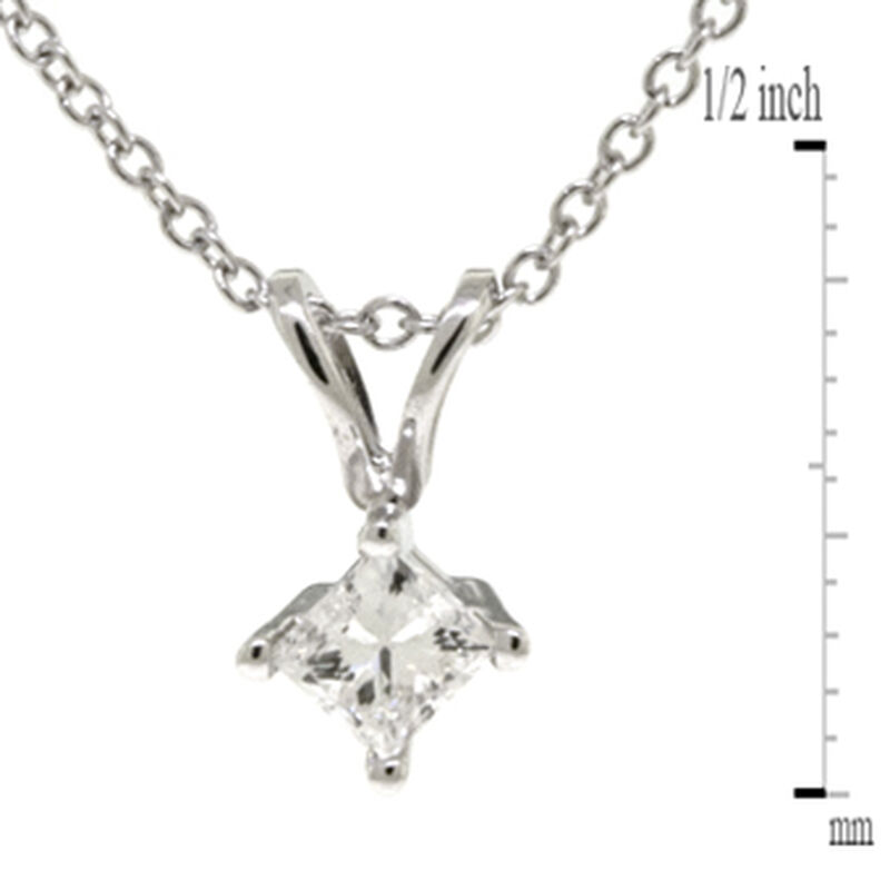 Princess Cut Diamond Solitaire Necklace 14K, 1/4 ct. image number 3