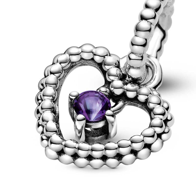 Pandora Purple Crystal Beaded Heart Dangle Charm image number 4
