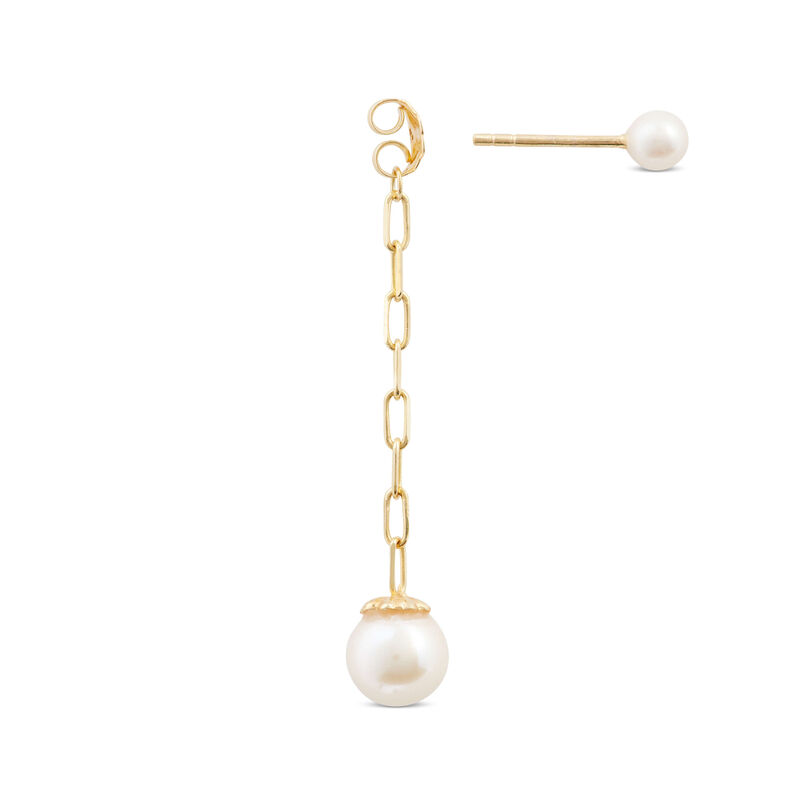 Cultured Freshwater Pearl Drop Back Dangle Earrings, 14K Yellow Gold image number 1